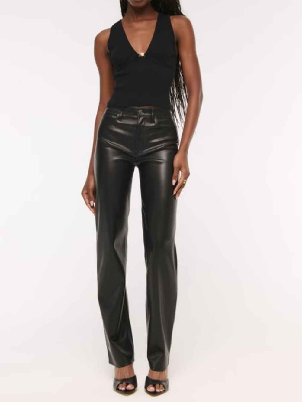 Abercrombie The '90s Straight Ultra High Rise Vegan Leather Pants 27/4